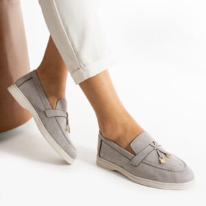 Kadın Rahat Hafif Yumuşak Süet Püsküllü Loafer Babet Ayakkabı